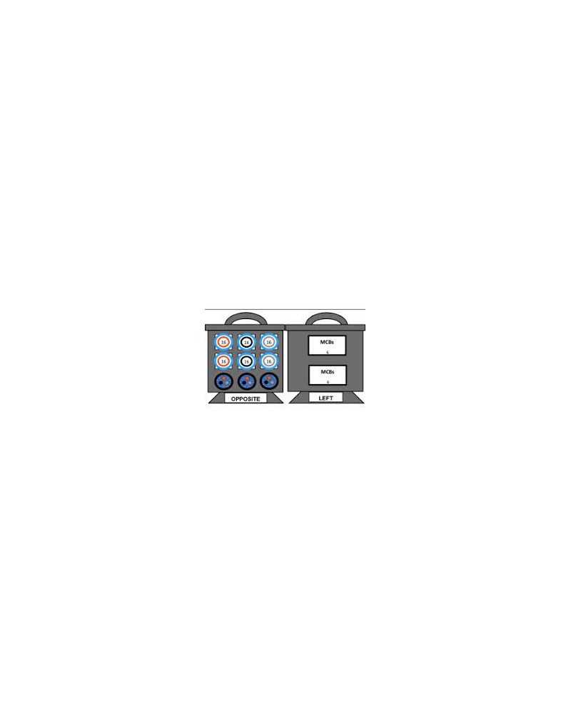 63A 3 Phase Distro - Outputs : 1 x 32/3, 6 x 16a, 3 x Socapex