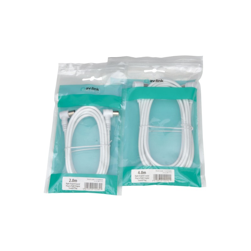 AV Link Coaxial Right Angle Plug to Plug Leads