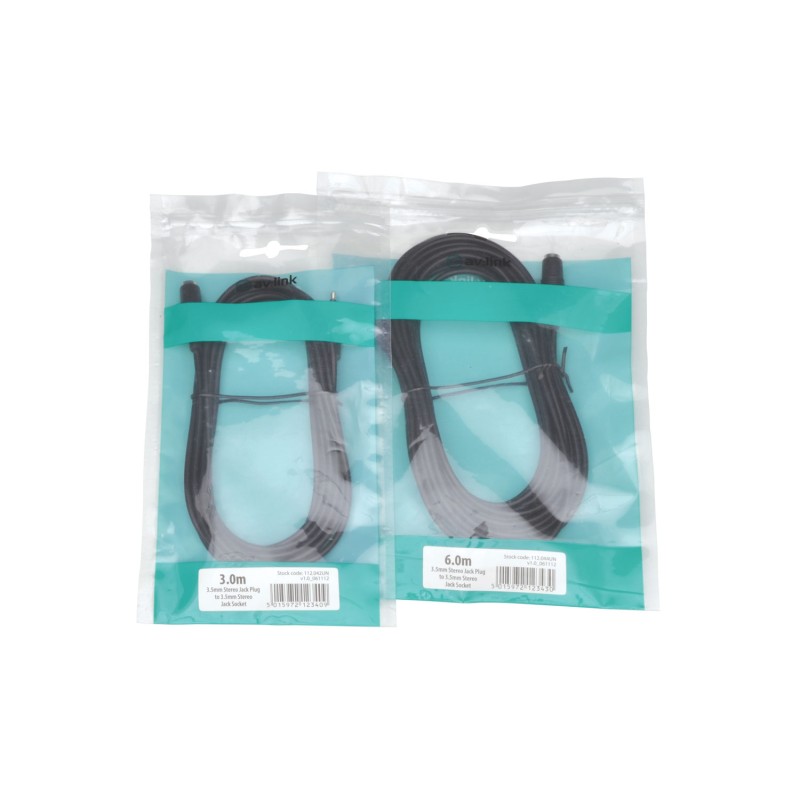 AV Link 3.5mm Stereo Plug to 3.5mm Stereo Socket Leads