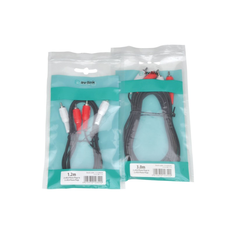 AV Link 2 x RCA Plugs to 2 x RCA Plugs Leads