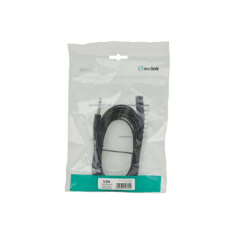 AV Link 6.3mm Stereo Plug to 6.3mm Stereo Socket Leads