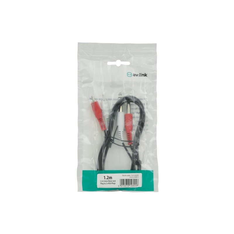AV Link 2 x RCA Plugs to 2 x 6.3mm Mono Plugs Leads