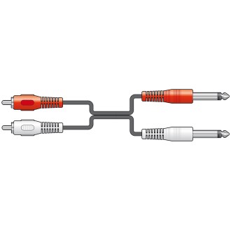 AV Link 2 x RCA Plugs to 2 x 6.3mm Mono Plugs Leads