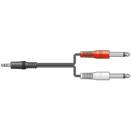 AV Link 3.5mm Stereo Plug to 2 x 6.3mm Mono Plugs Lead