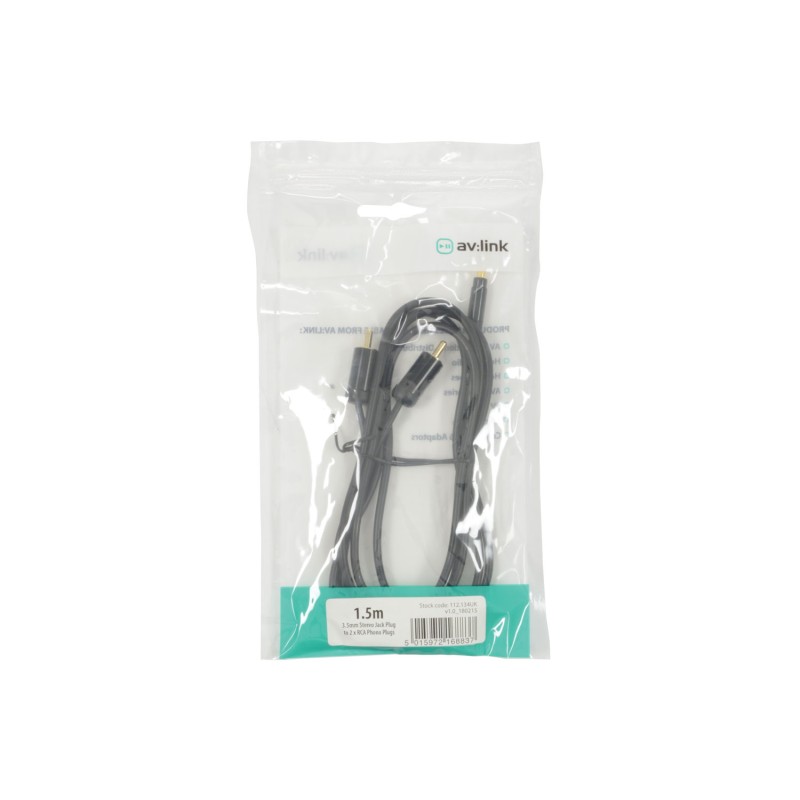 AV Link Precision 3.5mm Stereo Jack Plug to 2 x RCA Plugs Lead