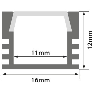 Fluxia AL1-S1612 Aluminium Profiles for LED Tape Installation
