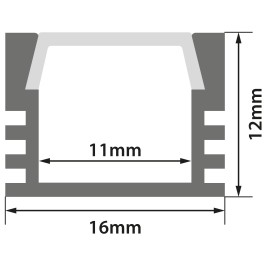 Fluxia AL1-S1612 Aluminium Profiles for LED Tape Installation