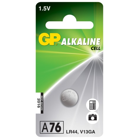 GP Battery LR44 Alkaline Button Cell - 125mAh