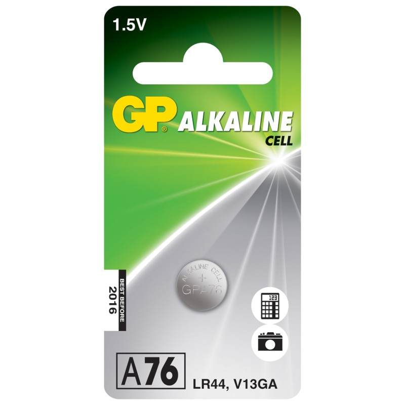 GP Battery LR44 Alkaline Button Cell - 125mAh