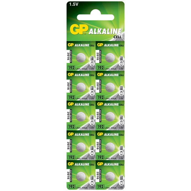 GP Battery LR41 Alkaline Button Cell - 10Pk