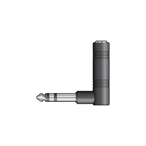 QTX Right Angle 6.3mm Stereo Jack Plug to 6.3mm Stereo Jack Socket