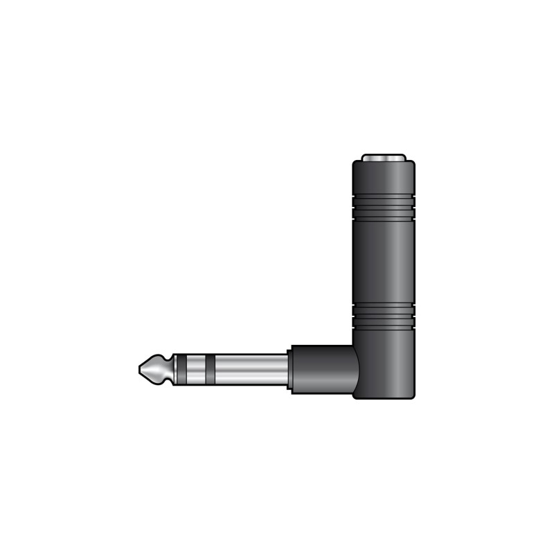 QTX Right Angle 6.3mm Stereo Jack Plug to 6.3mm Stereo Jack Socket
