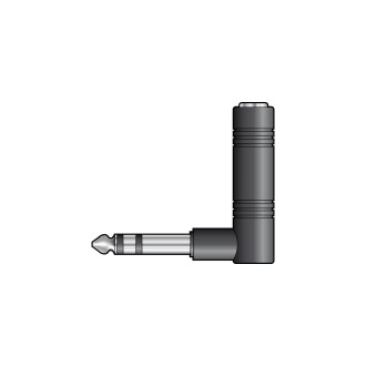 QTX Right Angle 6.3mm Stereo Jack Plug to 6.3mm Stereo Jack Socket