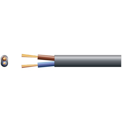 Mercury 2192Y 2 Core Oval PVC, 300/300V, HO3VVH2-F2, 6A