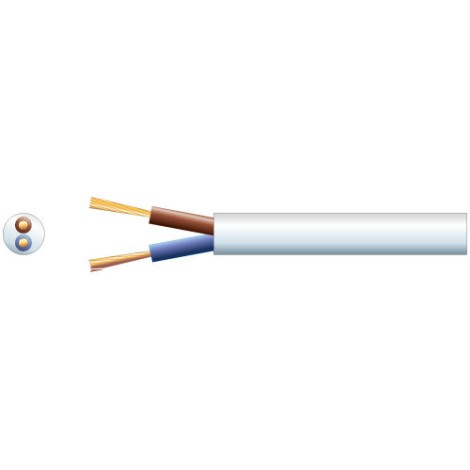 Mercury 2182Y 2 Core Round PVC, 300/300V, HO3VV-F2, 6A