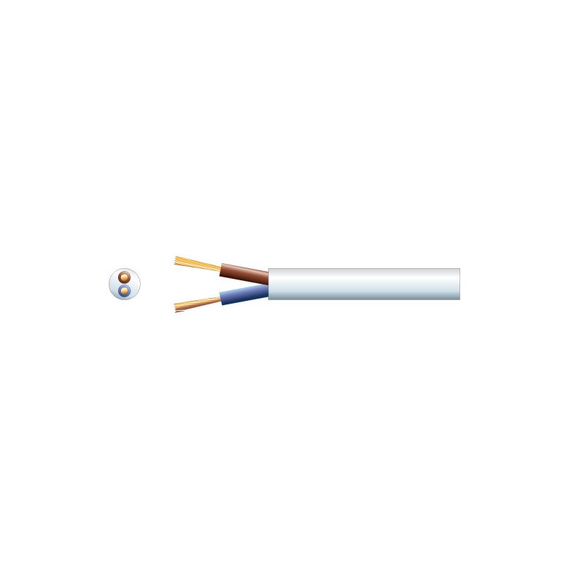 Mercury 2182Y 2 Core Round PVC, 300/300V, HO3VV-F2, 6A