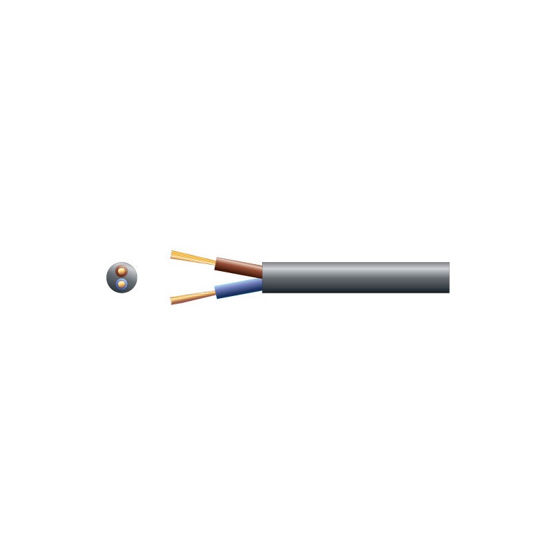 Mercury 2182Y 2 Core Round PVC, 300/300V, HO3VV-F2, 6A
