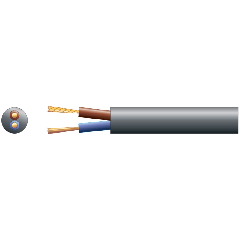 Mercury 3182Y 2 Core Round PVC, 300/500V, HO5VV-F2, 15A