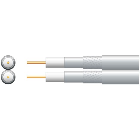 Mercury Economy Twin RG6 75 Ohms Foam Filled Coaxial Cable - Aluminium Braid