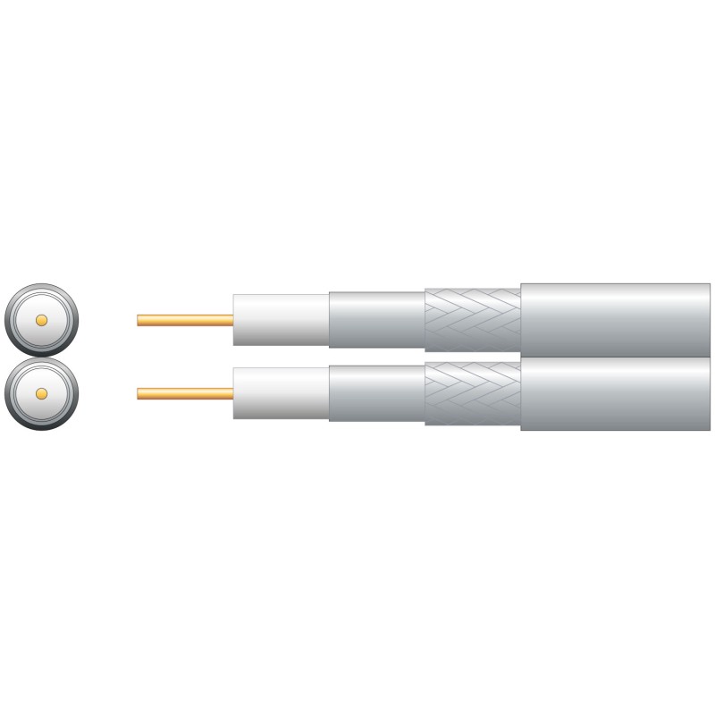 Mercury Economy Twin RG6 75 Ohms Foam Filled Coaxial Cable - Aluminium Braid