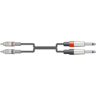 Chord 2R-2M6J600 Classic Twin RCA to 2 x 6.3mm Mono Jack Plug Leads