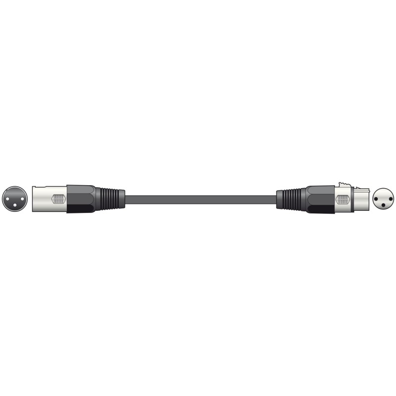 QTX DMX lighting lead, 3-pin XLR plug to 3-pin XLR socket - 6.0m
