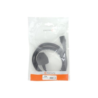 Mercury UK Plug to IEC Power Lead Black 2.0m