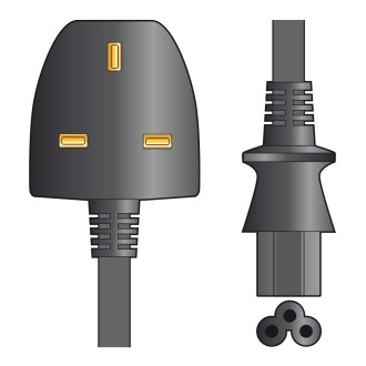 Mercury UK Plug to Clover Mains Power Lead - 1m