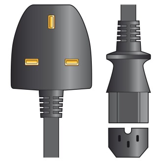 Mercury UK Plug to IEC Hot Mains Power Lead 1.0m