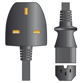 Mercury UK Plug to IEC Hot Mains Power Lead 1.0m