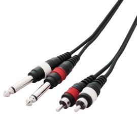 1.5m 2 x Phono - 2 x 6.35mm Mono Jack