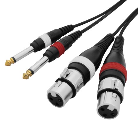 2m 2 x XLR Female - 2 x 6.35mm Mono Jack