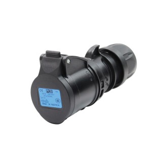 16A 230V 2P+E Black Connector (213-6X)
