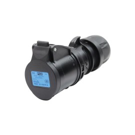 16A 230V 2P+E Black Connector (213-6X)