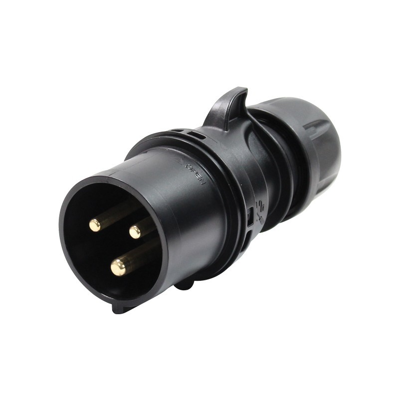 32A 230V 2P+E Black Plug (023-6X)