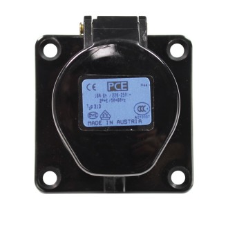 16A 230V 2P+E Black Panel Socket (313-6X)
