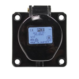 16A 230V 2P+E Black Panel Socket (313-6X)