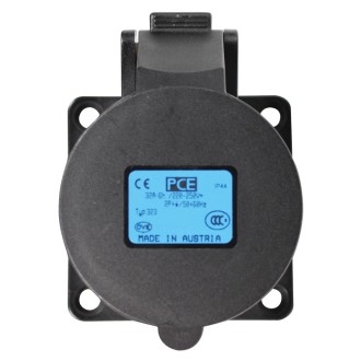 32A 230V 2P+E Black Panel Socket (323-6X)