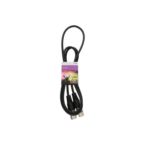 Qtx DMX lighting lead, 3-pin XLR plug to 3-pin XLR socket - 1.5m