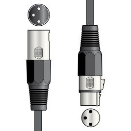 Qtx DMX lighting lead, 3-pin XLR plug to 3-pin XLR socket - 1.5m