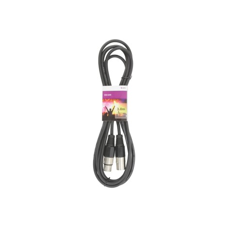 Qtx DMX lighting lead, 3-pin XLR plug to 3-pin XLR socket - 3.0m