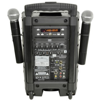 Qtx PAV8 portable PA set + 2 UHF mics, CD/DVD, USB/SD & Bluetooth