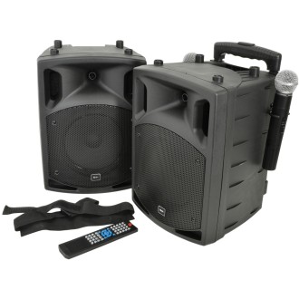 Qtx PAV8 portable PA set + 2 UHF mics, CD/DVD, USB/SD & Bluetooth