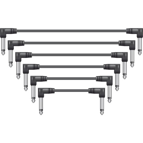 Chord Patch Leads Black 6 pcs 1.0m