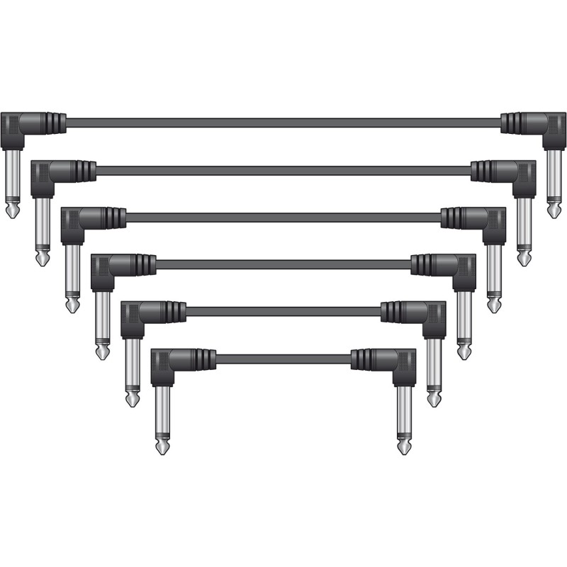 Chord Patch Leads Black 6 pcs 1.0m