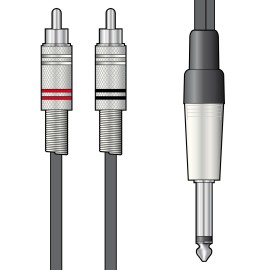 Chord Classic 6.3mm mono jack to 2 RCA lead 1.5m