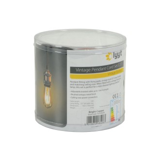 Lyyt E27 Pendant Cord Set Bright Copper