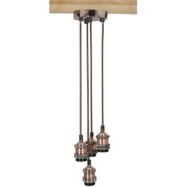 Lyyt Quad E27 Pendant Cord Set Antique Copper