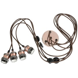 Lyyt Quad E27 Pendant Cord Set Antique Copper