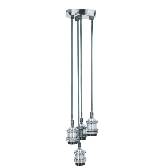 Lyyt Quad E27 Pendant Cord Set Bright Silver